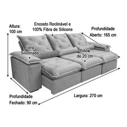 Sofá Retrátil Reclinável 2,70 M Vinho 507 Zuqui Plus - 3