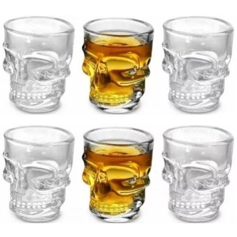 Jogo 6 Copos para Shot Dose Caveira Lyor