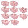 Kit 10 Cestos Multiuso Médio Rosa 20x6,5x15cm Pp 1032 Uninjet - 1