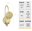 Ver imagem 5 de Arandela Parede ONLINE  DOURADO Globo de Vidro AMBAR - 4124-14-AM