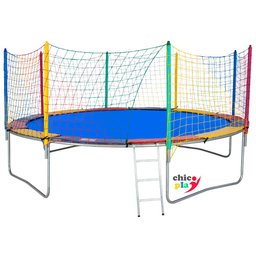 Cama Elástica 4,27M 4 Pés ChicoPlay Lona Azul Nacional Com Emenda - 1