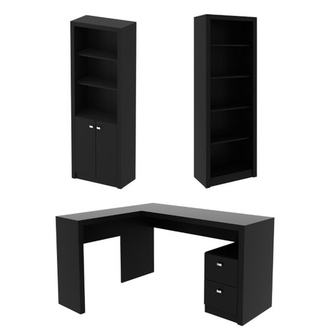 Conjunto para Escritório Preto 3 Peças Tecnomobili