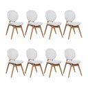 Ver imagem 1 de Kit 8 Cadeiras de Jantar Lotus Estrutura Aço Carbono Laminado Natural com Estofado Linho Cru