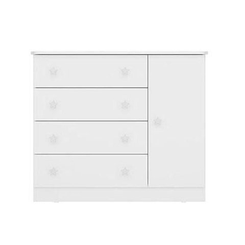 Comoda Infantil Sapateira Lua Encantada 1 Porta 4 Gavetas Branco