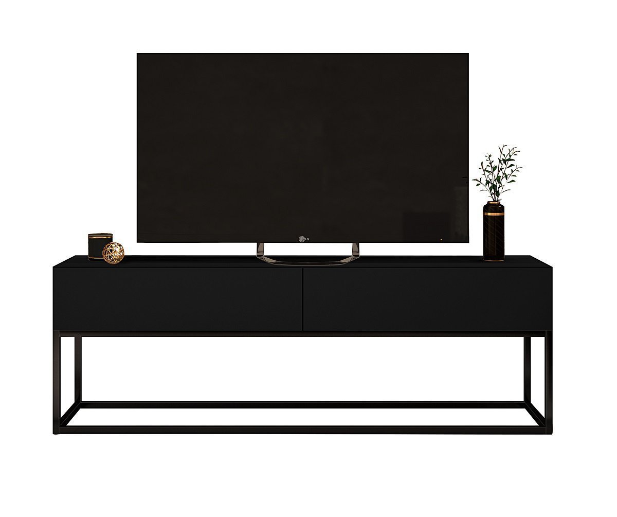 Rack Eros Estilo Industrial 140cm Sala Estar Preto