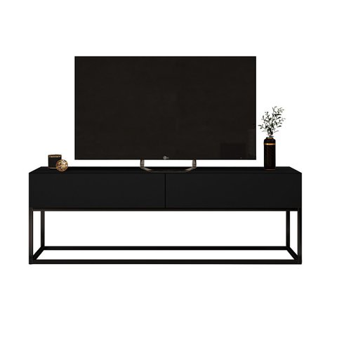 Rack Eros Estilo Industrial 140cm Sala Estar Preto