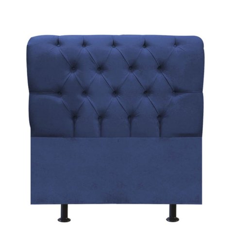 Cabeceira Estofada Cama Box Solteiro 90cm París Corino Azul- Mabe Magazine