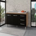 Ver imagem 2 de Balcão de Cozinha sem Tampo 2 Portas 3 Gavetas 120cm Bianca Savana/preto - Moblis