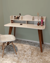 Ver imagem 5 de Escrivaninha Moderna com Nicho Mesa de Estudos para Home Office - Cedro com Off White