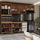 Ver imagem 2 de Cozinha Compacta Modulada 7 Portas 3 Gavetas Ripado Freijó/off White - Panorama Móveis