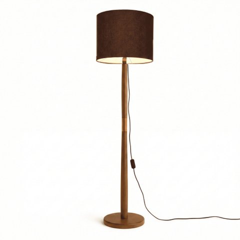 Luminária de Chão Imperial Base Madeira Detalhe Cobre 160cm Bivolt - Marrom