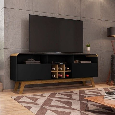 Rack Larimar para TV até 65 Polegadas Preto Fosco/Cinamomo Bechara