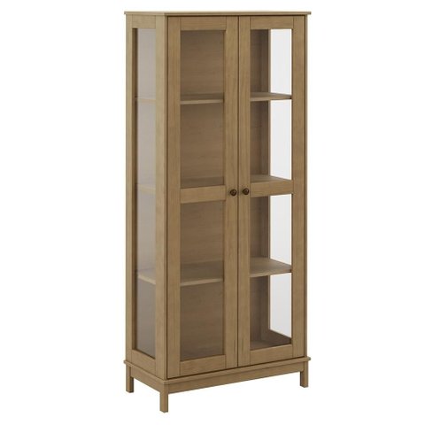 Cristaleira Porta de Vidro 80cm 1 Gaveta Madeira Maciça Vitalis Freijó F07 - Mpozenato