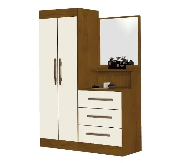 Ver imagem 1 de Roupeiro Cômoda Onix Moveis Primus Cor Mel com Pérola