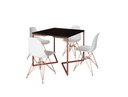 Ver imagem 2 de Mesa Industrial Base Ferro Cobre em V Tampo 90x90 Preto 4 Cadeiras Eames Ferro Assento Branco