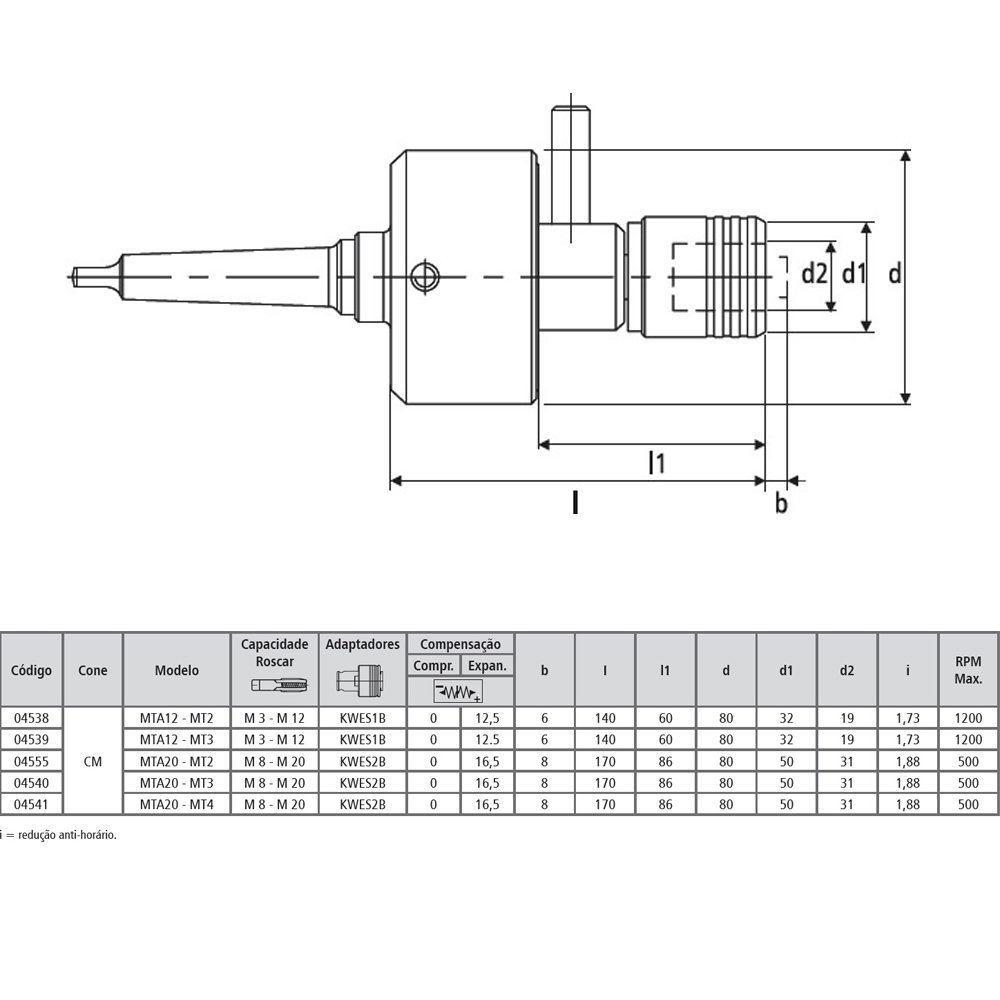 Cabeçote Rosqueador Cm4 Mta20 - Mt4 - Cap. M8-m20 Din 228 B - 4