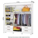 Ver imagem 5 de Guarda-Roupa 6 Portas 4 Gavetas com Espelho e Pés Genova Branco