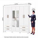 Ver imagem 3 de Guarda-Roupa 6 Portas 4 Gavetas com Espelho e Pés Genova Branco