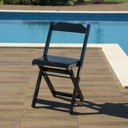 Jogo de Mesa 70 X 70 com 4 Cadeiras Dobráveis de Madeira Cor Preto - Móveis Britz - 6