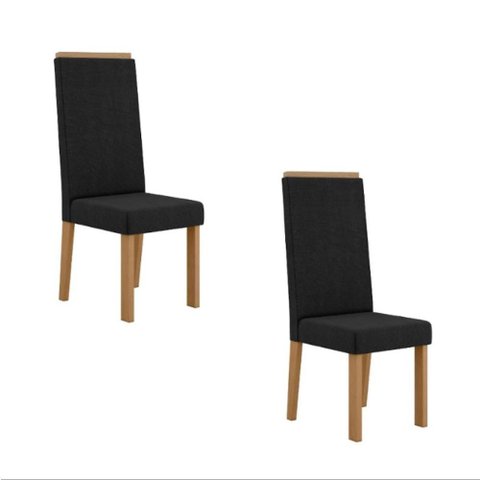Kit 2 Cadeiras Nice com Espaldar – Tecido Veludo Suede, Pés em Mdf com Sapatilhas Plásticas Mel/