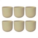 Ver imagem 2 de Kit Vasinho Liso de Cerâmica para Suculenta Bege 6 Pçs