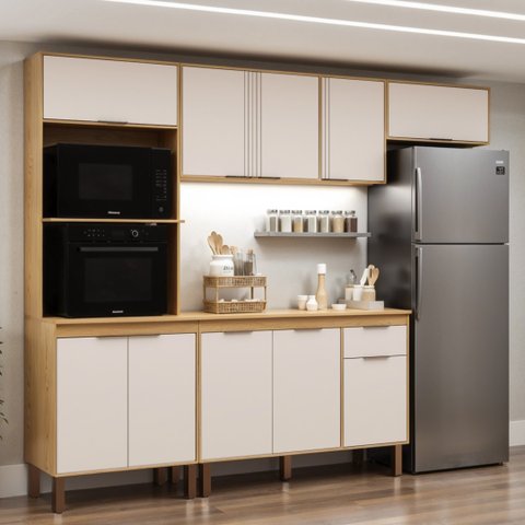 Cozinha Completa 10PTS 1GAVS c/Tpo Madalena Cinamomo/Off White