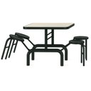 Ver imagem 2 de Mesa para Refeitório Escamoteável 04 Lugares Mdp Branco de 25 Mm - Assento Preto - 50401