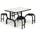 Ver imagem 1 de Mesa para Refeitório Escamoteável 04 Lugares Mdp Branco de 25 Mm - Assento Preto - 50401