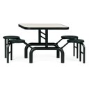 Ver imagem 3 de Mesa para Refeitório Escamoteável 04 Lugares Mdp Branco de 25 Mm - Assento Preto - 50401