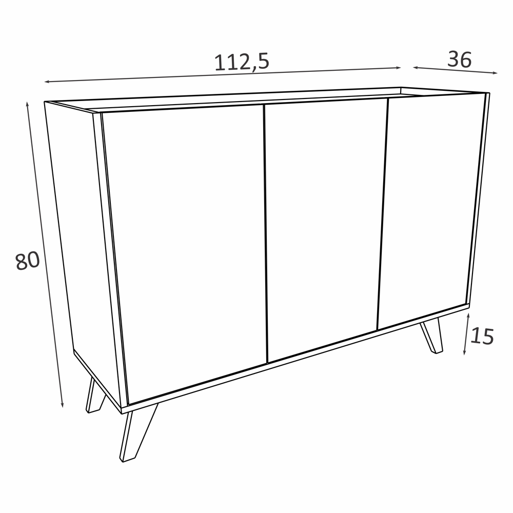 Balcão Multiuso Aparador 112,5cm 03 Portas Blc2004-br Estilare Branco - 2