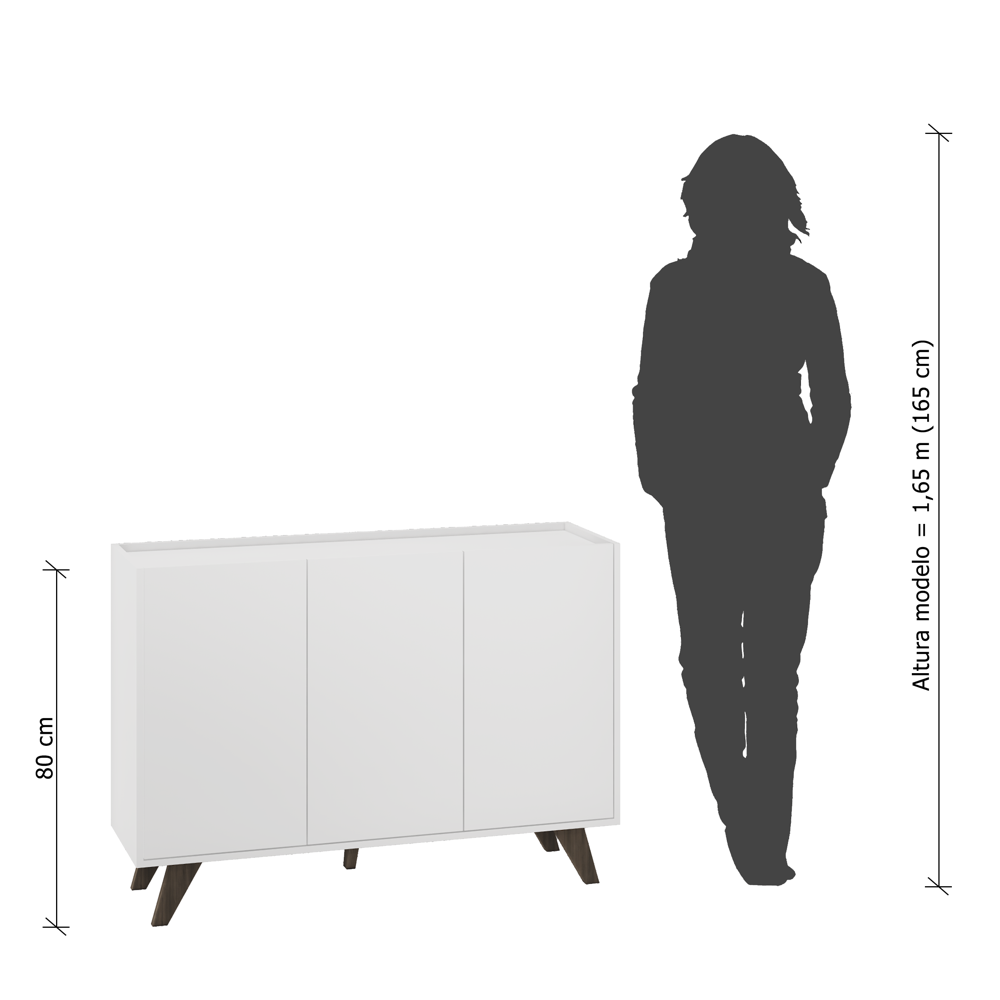 Balcão Multiuso Aparador 112,5cm 03 Portas Blc2004-br Estilare Branco - 4