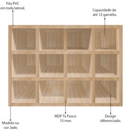 Adega MDF Suporte Nicho De 12 Garrafas Vinho De Parede - 5
