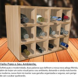 Adega MDF Suporte Nicho De 12 Garrafas Vinho De Parede - 2