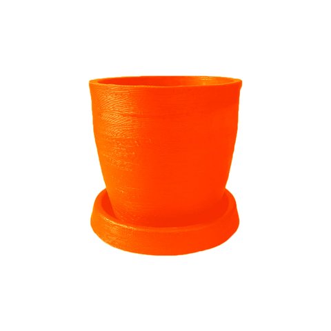 Vaso Plantar com Prato 30x30 Classico Oval Moderno Polietileno Bgplasticos V13 Laranja Sunset 010