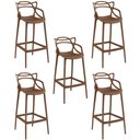 Ver imagem 1 de Kit 5 Banqueta Alta Allegra com Encosto Design Cozinha/bancada - Marrom