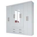 Ver imagem 1 de Guarda Roupa Casal Com Espelho 8 Portas 4 Gavetas Nápoles Branco - Santos Andirá