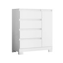 Ver imagem 1 de Cômoda Sapateira Olimpia Quarto com 4 Gavetas e 1 Porta Branco/titanium/rosa/azul
