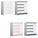 Ver imagem 5 de Cômoda Sapateira Olimpia Quarto com 4 Gavetas e 1 Porta Branco/titanium/rosa/azul