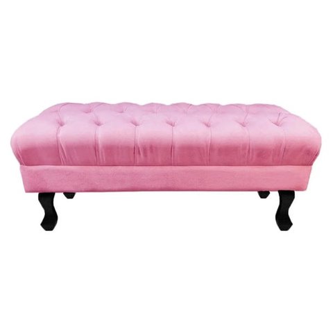Puff Calçadeira Retrô 1,20 Metro Luis XV Capitonê Suede Rosa