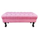 Ver imagem 1 de Puff Calçadeira Retrô 1,20 Metro Luis XV Capitonê Suede Rosa