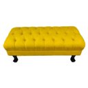 Ver imagem 3 de Puff Calçadeira Retrô 1,20 Metro Luis XV Capitonê Suede Amarelo