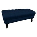Ver imagem 2 de Puff Calçadeira Retrô 1,20 Metro Luis XV Capitonê Suede Azul Marinho
