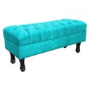 Ver imagem 2 de Puff Calçadeira Retrô 1,20 Metro Luis XV Capitonê Suede Azul Turquesa