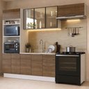 Ver imagem 1 de Cozinha Completa Stella 9 Portas MDP 270cm Branco e Marrom Madesa