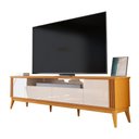 Ver imagem 1 de Rack Bancada para Tv até 75 Polegadas 2,18m 2 Portas Detalhe Ripado Vetro Madeirado/off White