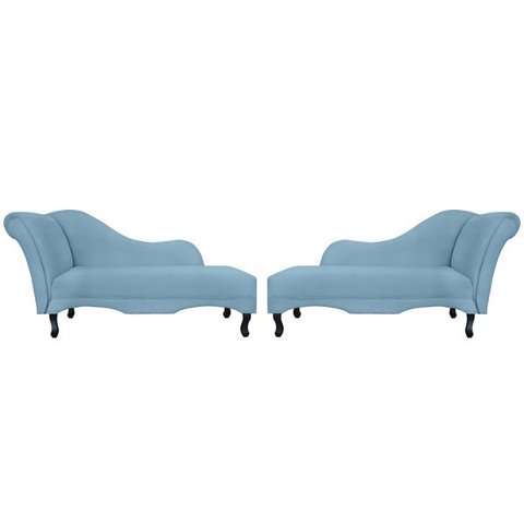 Combo 2 Recamier Namoradeira Divã Lado Direito e Esquerdo Olivia Suede Azul Turquesa - Ds