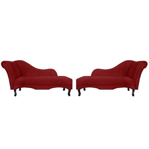 Combo 2 Recamier Namoradeira Divã Lado Direito e Esquerdo Olivia Suede Vermelho - Ds Estofados