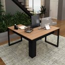Ver imagem 2 de Mesa de Canto para Escritório em L 136cm Amendoa/Preto ME4181 - Tecno Mobili