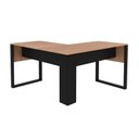 Ver mais imagens de Mesa de Canto para Escritório em L 136cm Amendoa/Preto ME4181 - Tecno Mobili