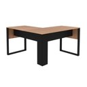 Ver mais imagens de Mesa de Canto para Escritório em L 136cm Amendoa/Preto ME4181 - Tecno Mobili